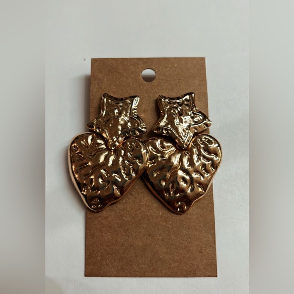 Heart dangle earrings A135 - Picture 3 of 5